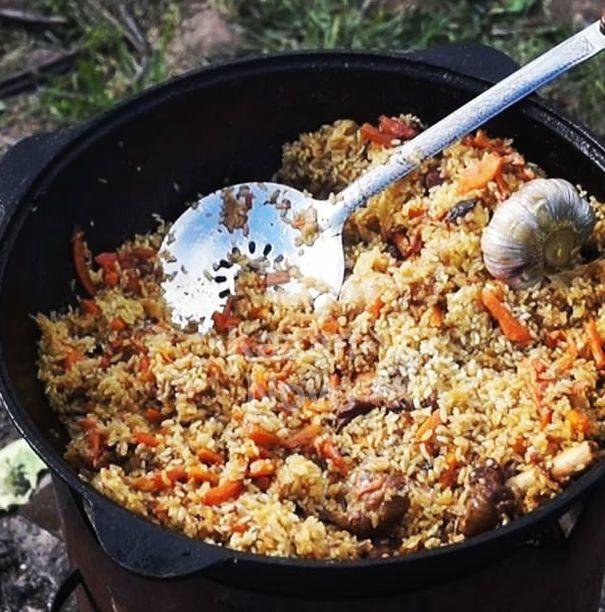 Плов в казане на мангале из свинины пошагово с фото