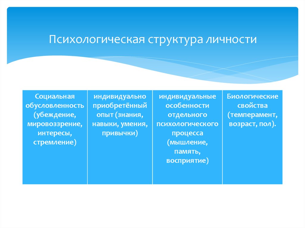 Какова психологическая структура личности ответ представьте в виде схемы с комментарием