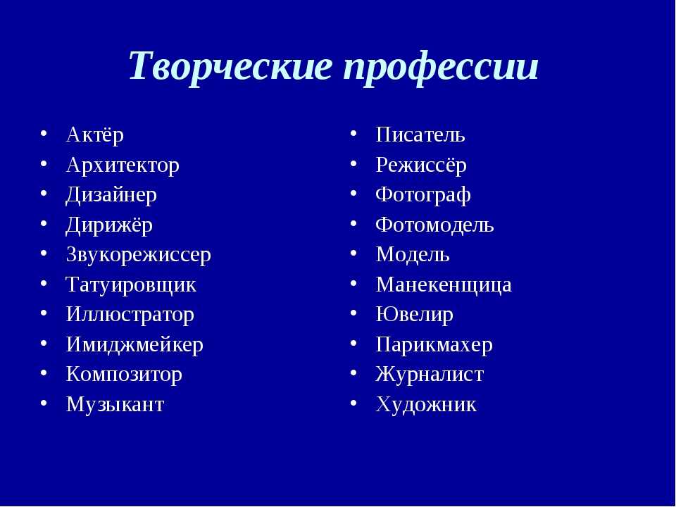 Проект творческие профессии