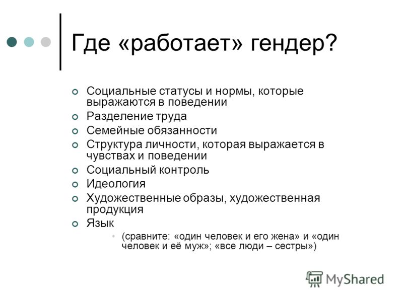 Социальный пол. Гендер. Гендер социальный пол конспект. План по теме