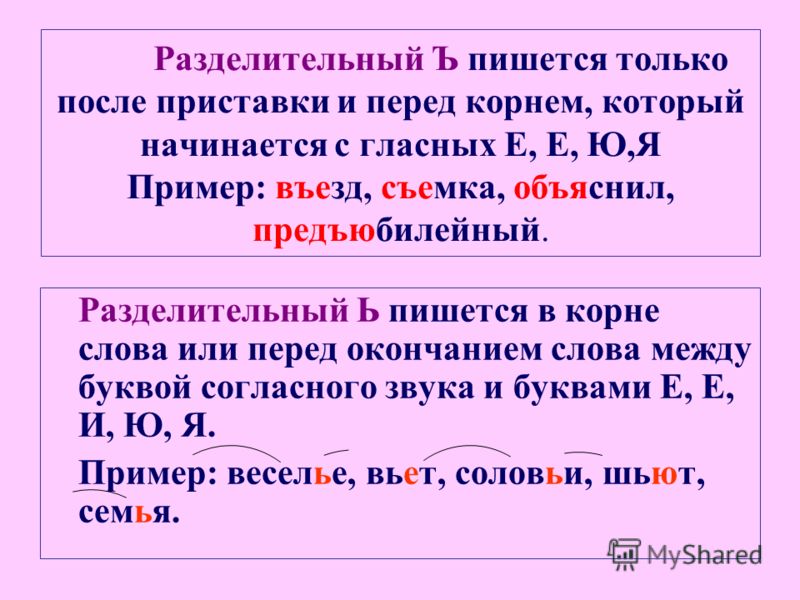 4 буквы заканчивается на ь. Разделительный ь. Правописание разделительного ь. Правописание ъ после приставок. Правописание разделительных ъ и ь.