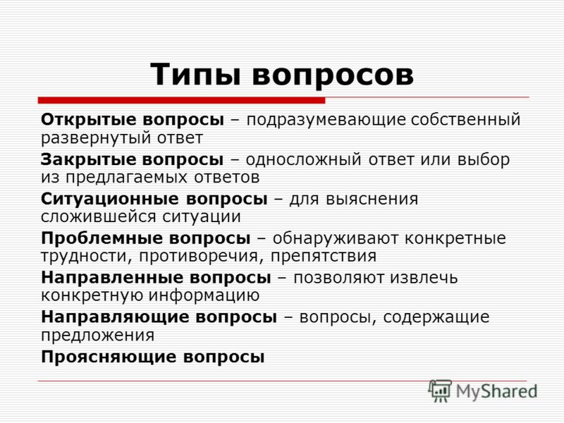 2 типа вопросов