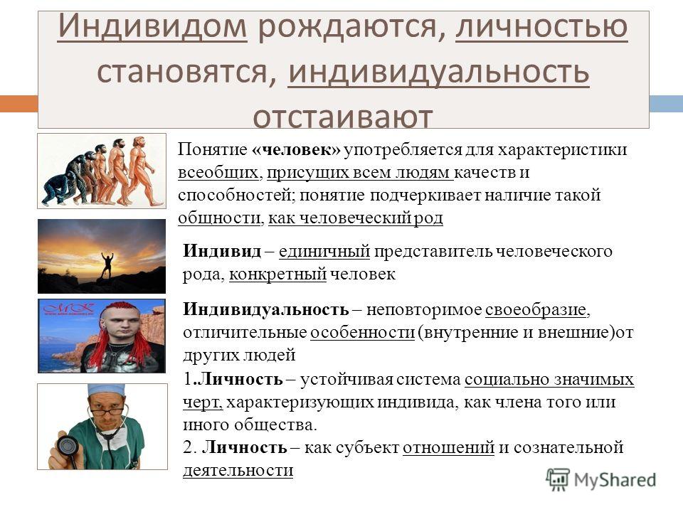 Личность примеры. Индивидом рождаются личностью становятся. Индивид индивидуальность личность Обществознание. Индивидами рождаются личностью становятся индивидуальность. Как индивид становится личностью.