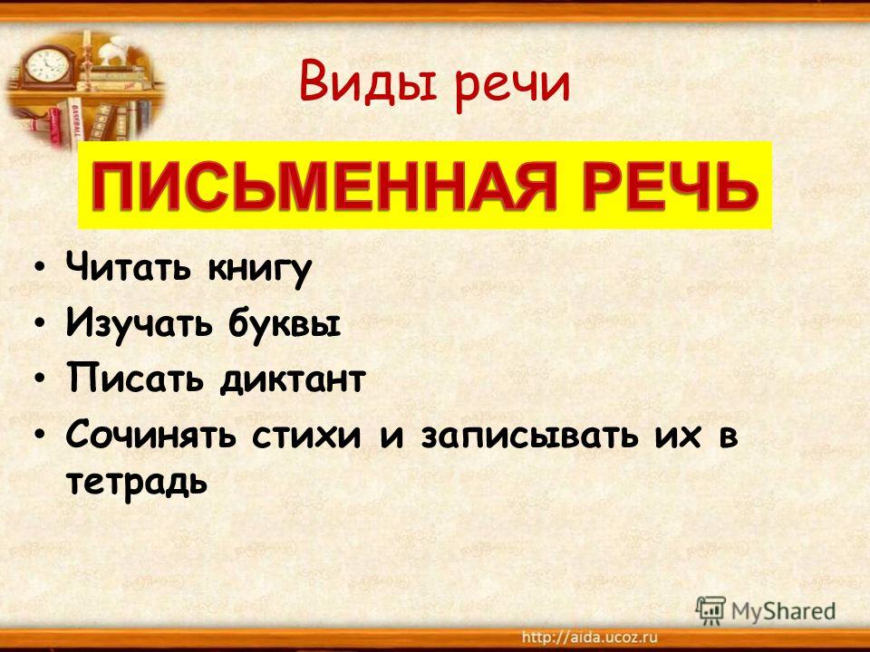 Речи читать. Виды письменной речи. Виды речи в русском языке. Виды речи устная и письменная. Виды речи устная и письменная речь.