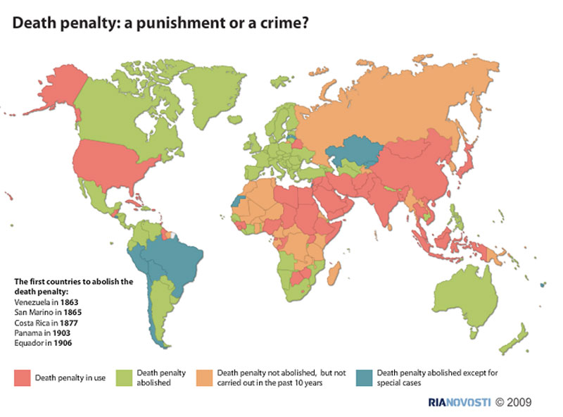 Страны в которых есть смертная казнь карта