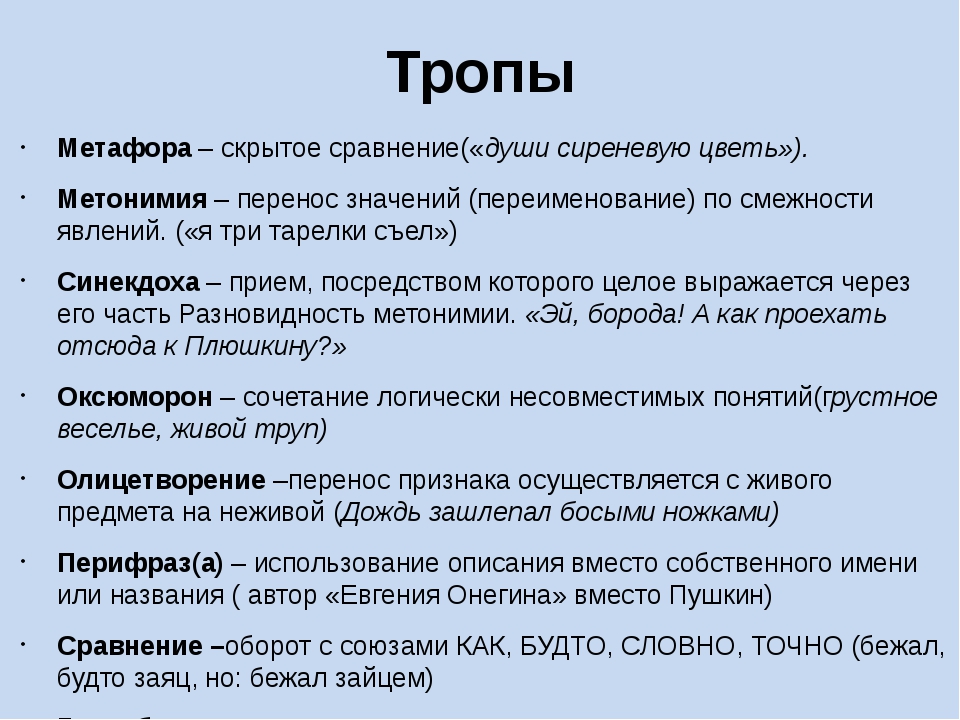 Сравнение определение. Тропы примеры. Тропы в литературе. Тропомы в русском языке. Метафора таблица.