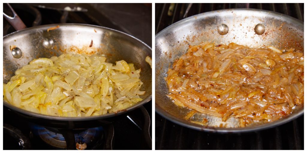 Caramelize the onions slowly over medium-low heat