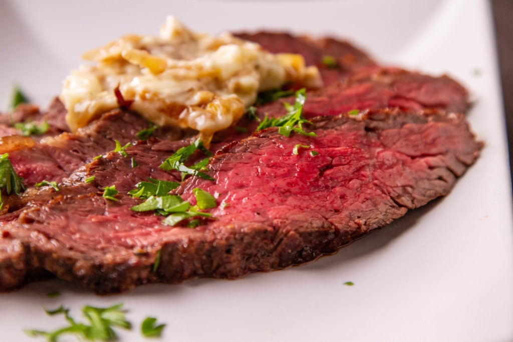 Delicious rib cap (ribeye cap) with onion butter