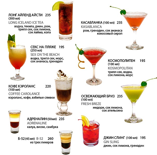 коктейли алкогольные рецепт