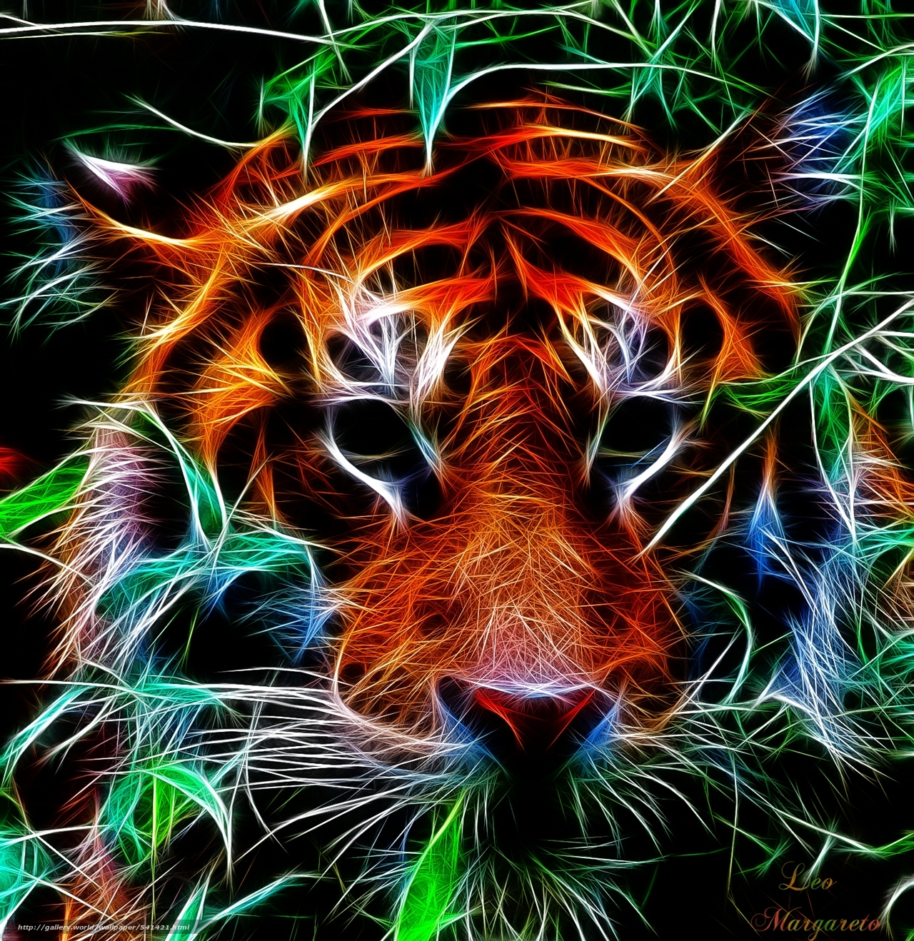 3 д звери. Фрактальные животные. Абстракция животные. Неоновый тигр. Тигр 3д.