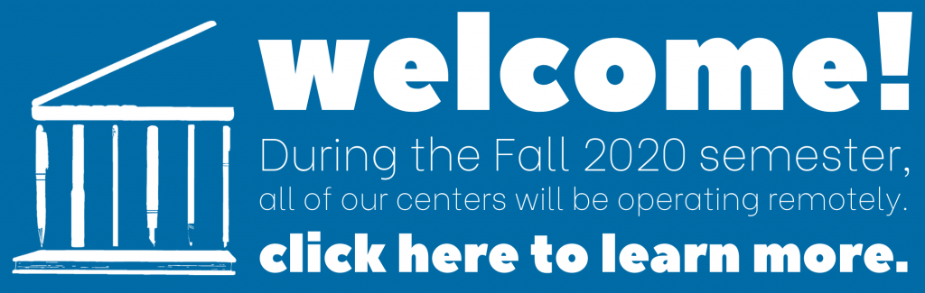 during the fall 2020 semester we are operating remotely. click here to learn more.