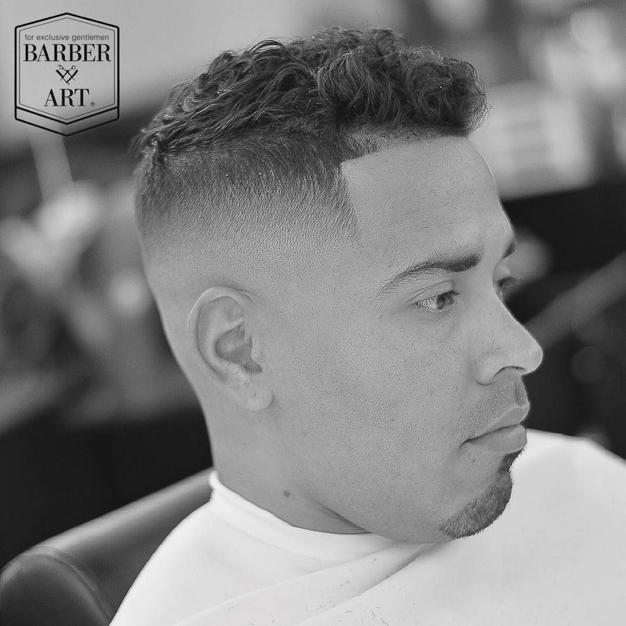 zeke_the_barber_and bald fade with a curly top mens haircut