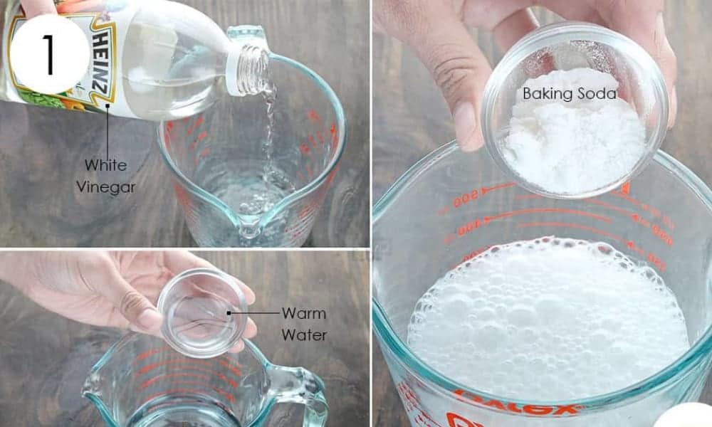 Vinegar and Baking Soda in Hot Water