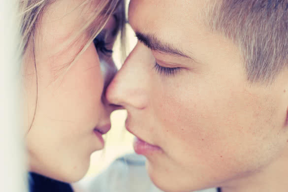 Beautiful young couple kissing